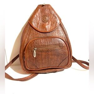 Pacific  unisex Vintage Brown Leather Sling backpack